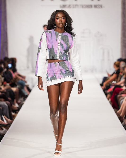 Graffiti Denim Jacket & Skirt Set